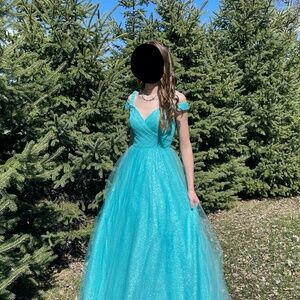 Rachel Allan Teal Prom Dress